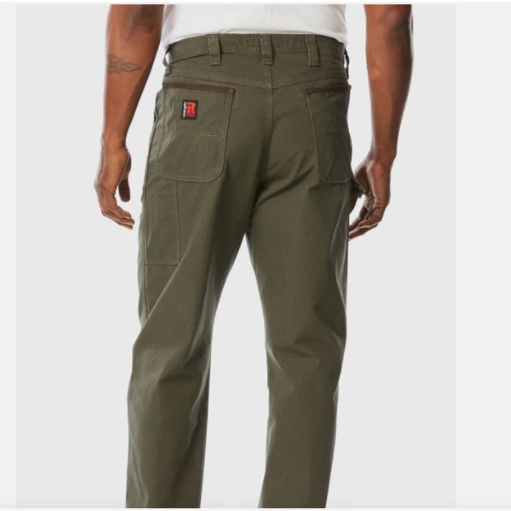Wrangler Riggs Workwear Olive Green Canvas Ripsop Carpenter Workpants Men 38x32 - Picture 2 of 12